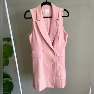 Love Tree Pink Blazer Sleeveless Mini Dress with Frill Bottom Size S